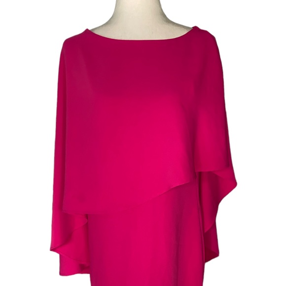 Trina Turk Adore Draped Cape Overlay Pink Popover Tunic Dress - S - Picture 5 of 16